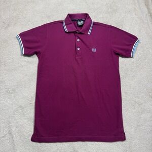 Criminal Damage Shirt Mens Large‎ Burgundy Short Sleeve Collared Tee Pullover